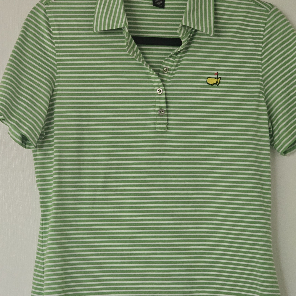 MASTERS Green Striped Polo Shirt